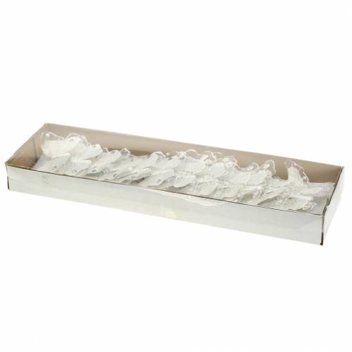 Artículo Mariposa de plumas en clip blanco 10cm 12 p