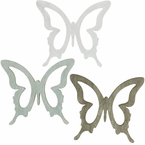 Mariposa 4cm decoración dispersa madera marrón/gris claro/blanco 72p