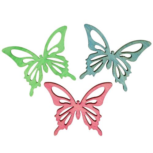 Floristik24 Mariposas mezcla madera rosa, verde, azul 4cm 72pcs