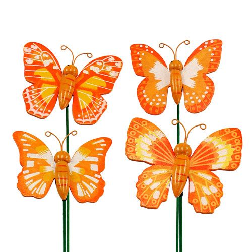 Floristik24 Decoración enchufe Mariposa Naranja 6,5cm 24pcs