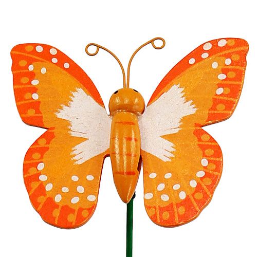 Floristik24 Decoración enchufe Mariposa Naranja 6,5cm 24pcs
