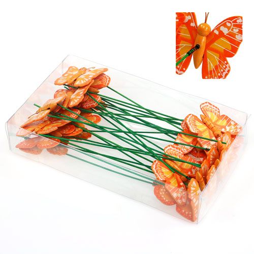 Floristik24 Decoración enchufe Mariposa Naranja 6,5cm 24pcs