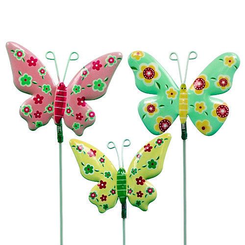 Floristik24 Mariposas con alambre lata color 6cmx5cm L24cm