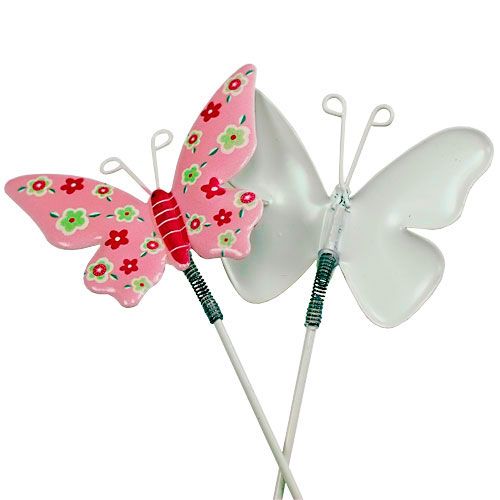 Floristik24 Mariposas con alambre lata color 6cmx5cm L24cm