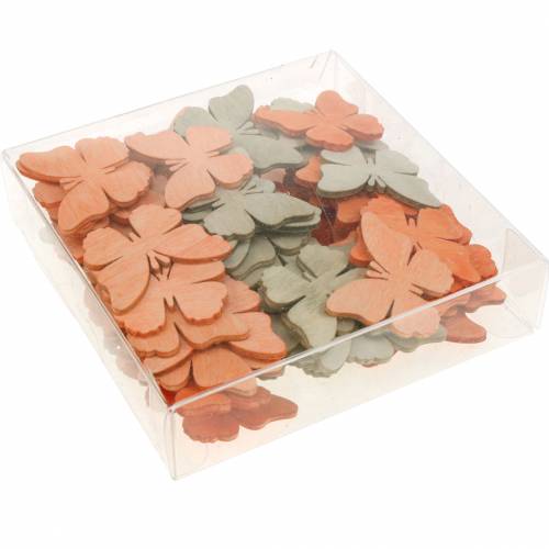 Floristik24 Mariposas para esparcir mariposas decorativas de madera naranja, albaricoque, marrón 72 piezas