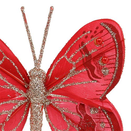 Floristik24 Mariposas 7cm rojo, mica 4 piezas