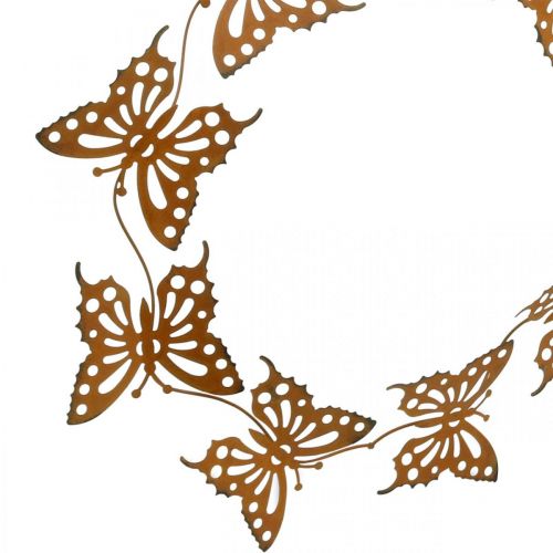 Floristik24 Decoración de mariposas, decoración primaveral para colgar, aro corona, pátina Ø30cm 2ud