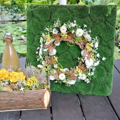 Floristik24 Decoración de mariposas, decoración primaveral para colgar, aro corona, pátina Ø30cm 2ud