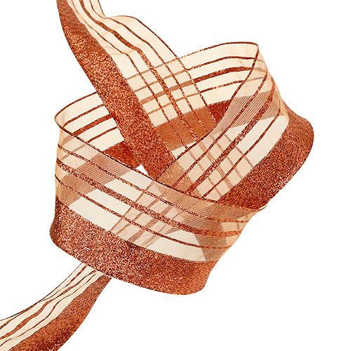 Artículo Cordón decorativo con rayas de lurex cobre 40mm 20m