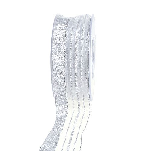 Floristik24 Tira decorativa de lurex plata 40mm 20m