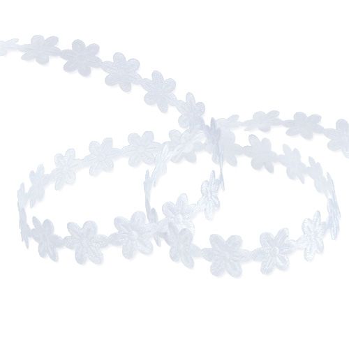 Artículo Cinta decorativa blanca con flor 1cm 20m