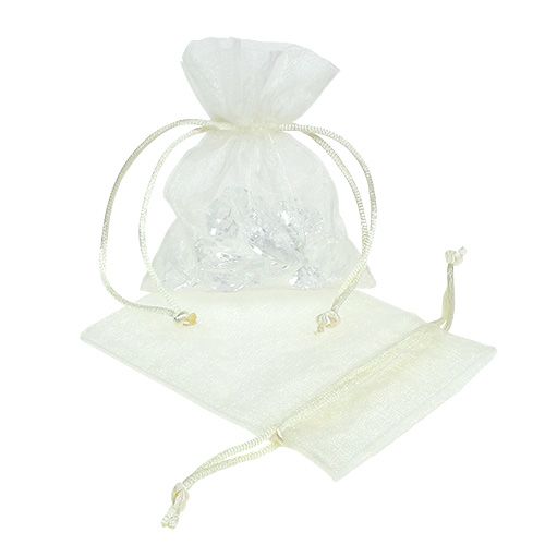 Floristik24 Bolsa de joyería de organza crema 12x9cm 10p