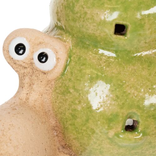 Artículo Caracol decorativo de cerámica con iluminación LED. Divertida decoración de mesa para casa y balcón. 12 cm (2 unidades).