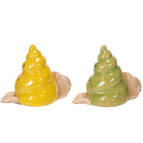 Artículo Caracol decorativo de cerámica con iluminación LED. Divertida decoración de mesa para casa y balcón. 12 cm (2 unidades).