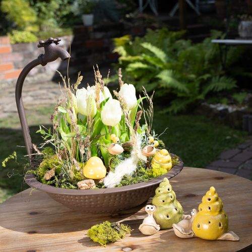 Artículo Figura decorativa de caracol de cerámica con LED como divertida decoración de mesa para hogar y oficina, 12 cm, 2 piezas