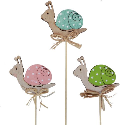 Artículo Tapón de flores caracoles decorativos de madera coloridos 8,5×8cm 12 piezas