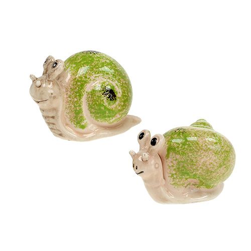 Floristik24 Figura decorativa caracol verde crema 5cm 6pcs