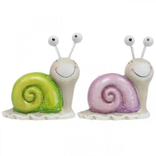 Floristik24 Pareja de caracoles, figuras decorativas para depositar, cerámica, verde/morado 2uds