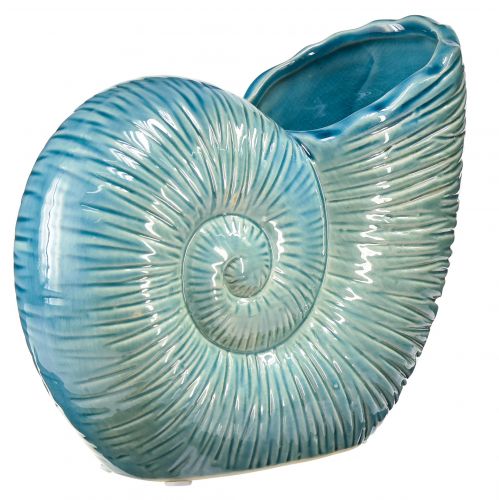 Floristik24 Florero decorativo caracol florero azul cerámica L18cm