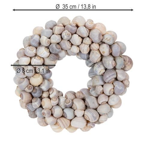 Artículo Corona de caracoles para colgar, corona decorativa, estilo marítimo, Nathai, Ø35cm