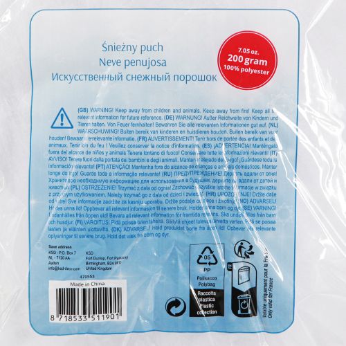 Artículo Decoración de nieve nieve artificial algodón invierno blanco 200g