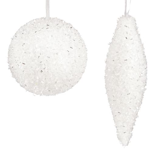 Artículo Decoración de nieve Adornos navideños bolas conos Ø4/8cm 18 piezas