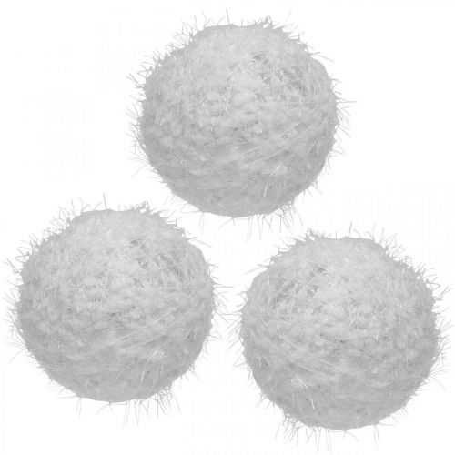 Bola de nieve decoración de invierno bola decorativa lana blanca Ø10cm 4pcs