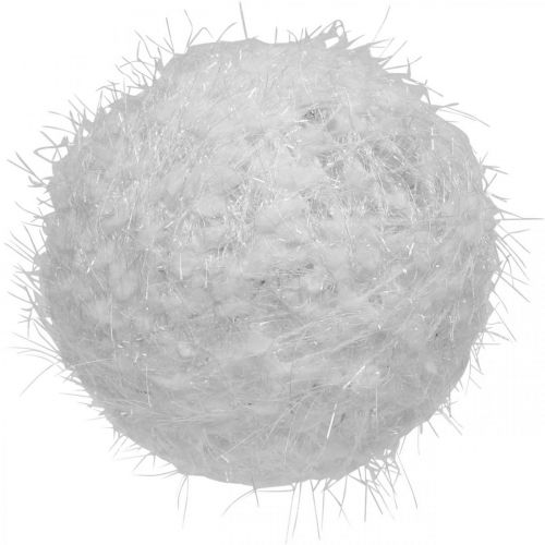 Artículo Bola de nieve decoración de invierno bola decorativa lana blanca Ø10cm 4pcs