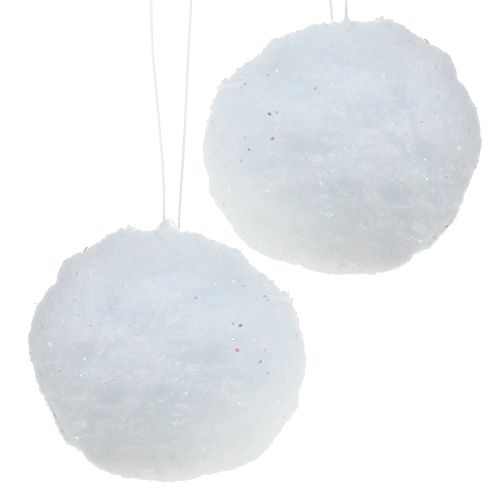 Floristik24 Bola de nieve para colgar con mica Ø10cm 4pcs