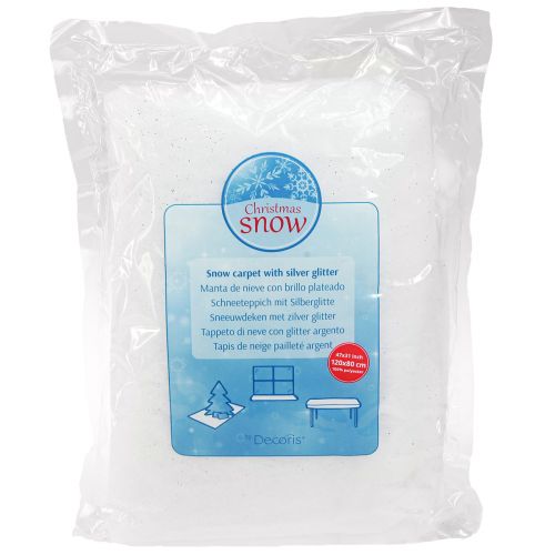 Artículo Manta de nieve alfombra de nieve de mica con purpurina plateada 120×80cm
