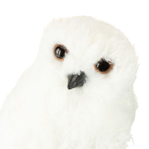 Artículo Búho nival decorativo búho blanco con pelo y plumas 15,5cm 2uds