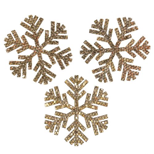 Floristik24 Decoración navideña copo de nieve dorado Ø4cm 48 piezas
