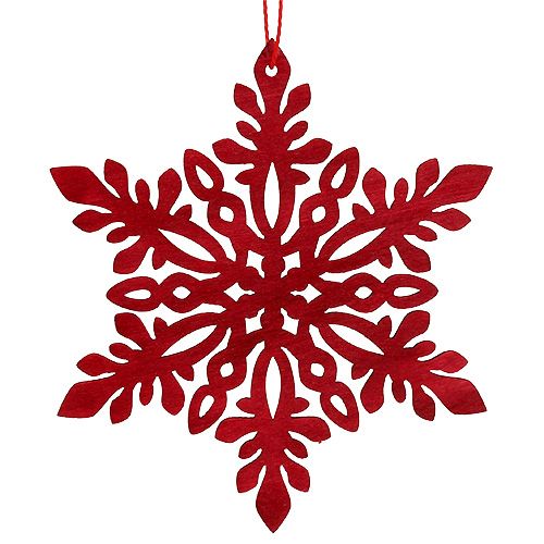 Floristik24 Copo de nieve madera Ø8cm - Ø12cm natural/rojo 12p