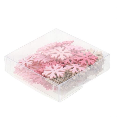 Artículo Copos de nieve para esparcir rosa, rosa, natural Ø4cm 72 piezas