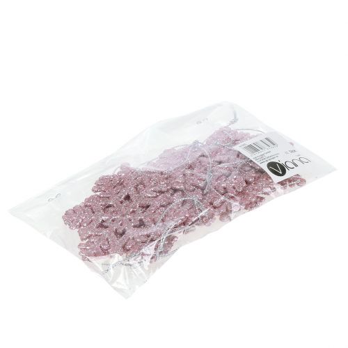 Floristik24 Copo de nieve Ø8cm rosa con purpurina 12ud