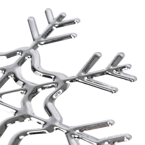 Floristik24 Copo de nieve plateado 10cm 3uds