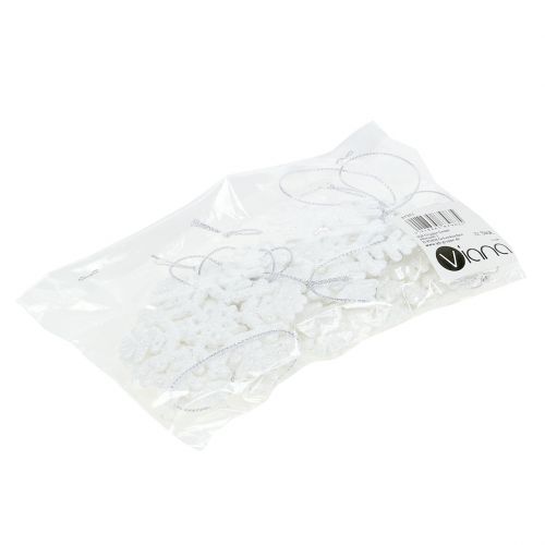 Floristik24 Copo de nieve Ø8cm blanco con purpurina 12ud