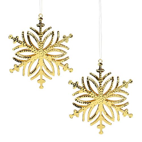 Copo de nieve de metal dorado 10cm 4pcs