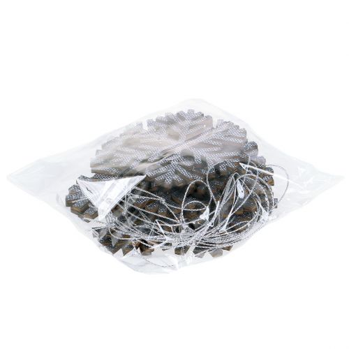 Artículo Colgante copo de nieve Gris Ø8cm - Ø12cm 9pzs