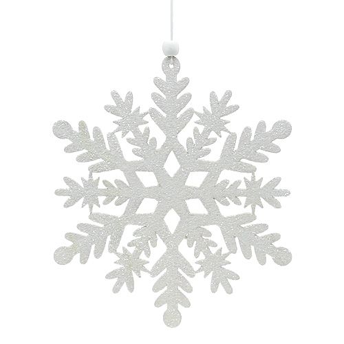 Floristik24 Copo de nieve blanco con mica 20cm 4pcs