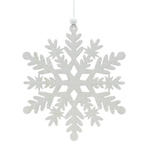 Floristik24 Copo de nieve blanco con mica 20cm 4pcs