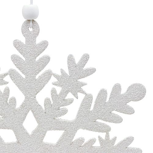 Floristik24 Copo de nieve blanco con mica 20cm 4pcs