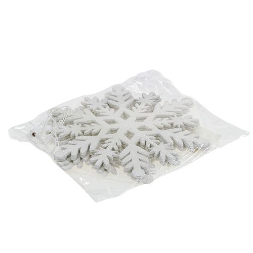 Floristik24 Copo de nieve blanco con mica 20cm 4pcs