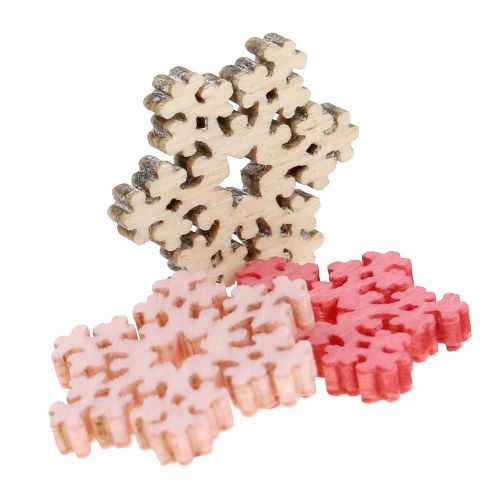 Artículo Mezcla de copos de nieve rosa, rosa, natural Ø2cm 144 piezas