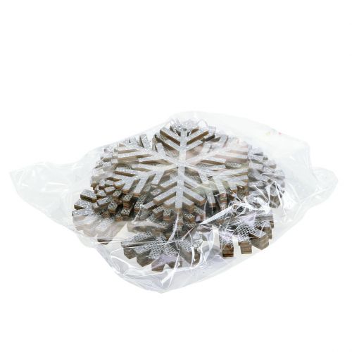 Artículo Copo de nieve plateado para colgar Ø8cm - Ø12cm 9 piezas