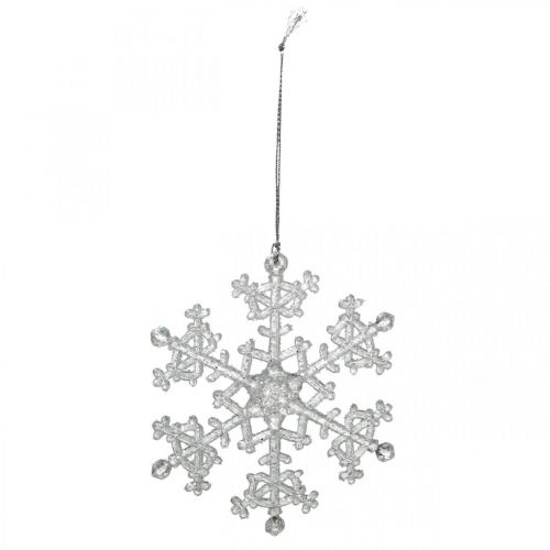 Floristik24 Copo de nieve decorativo, decoración de invierno, cristal de hielo para colgar, Navidad H10cm W9.5cm plástico 12pcs