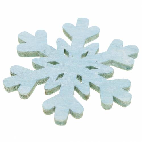 Floristik24 Decoración dispersa copo de nieve azul/gris/blanco 4cm 72 piezas