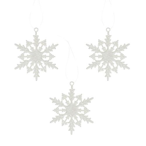 Floristik24 Copo de nieve para colgar 7cm blanco con purpurina 36uds