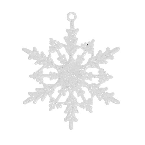 Floristik24 Copo de nieve para colgar 7cm blanco con purpurina 36uds