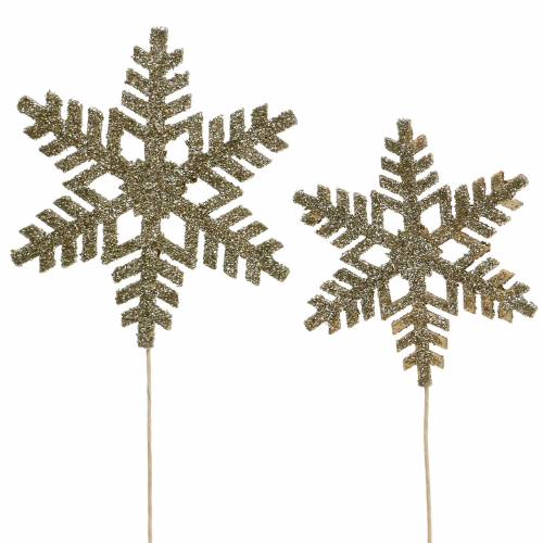 Tapón decorativo copo de nieve purpurina Ø8/10cm 18 piezas